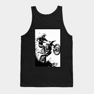 Dirt bike wheelie - splashed ink - white background Tank Top